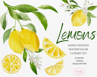 Watercolor lemon clipart png, citrus clipart, lemon frames PNG, lemon wreath clipart, free commercial use png graphics, fruit clipart