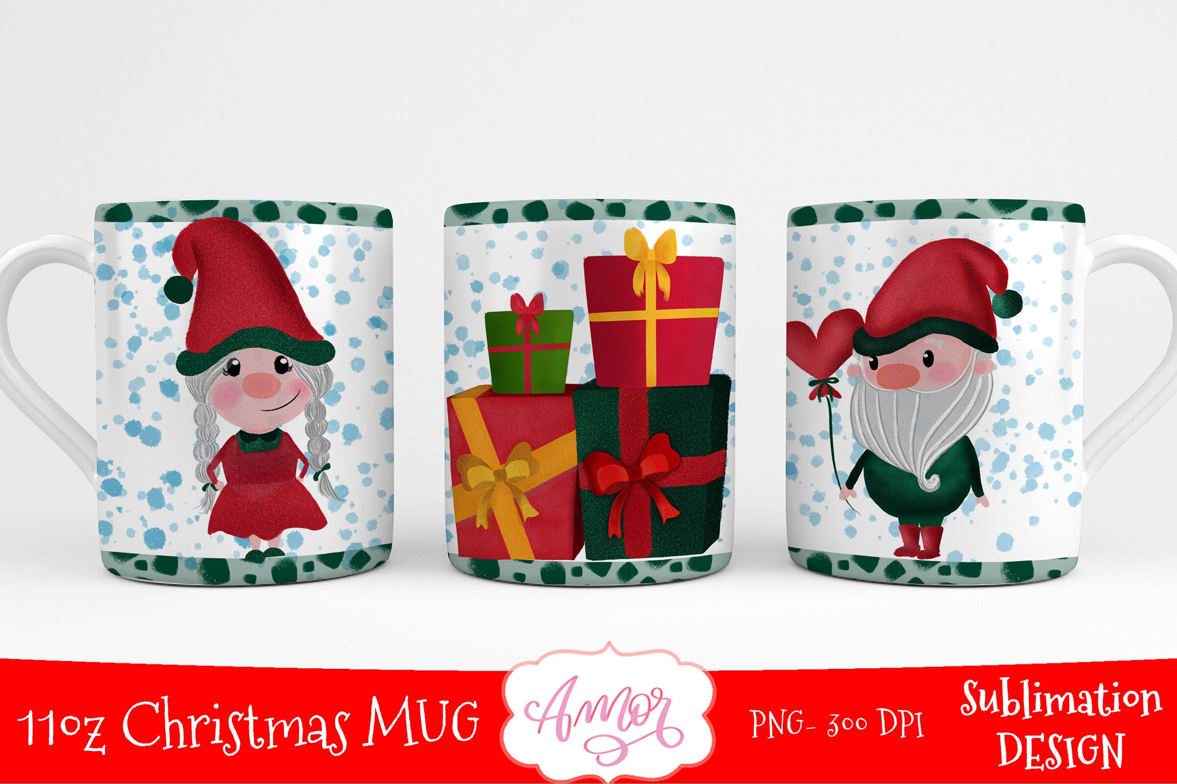 Cute Gnomes mug PNG sublimation design Christmas full mug Etsy