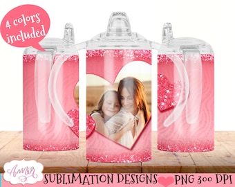 Add your own photos sippy cup sublimation tumbler, picture sippy tumbler template png for sublimation, customizable kids tumbler template