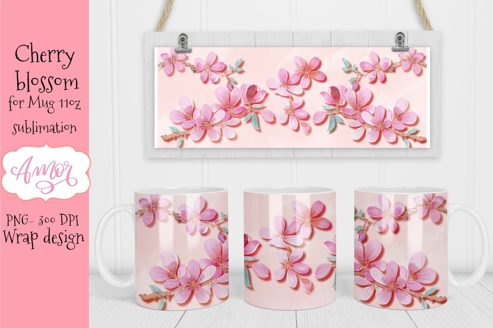 Bundle Floral 11oz Mug Sublimation Design Mug Wraps Png Etsy