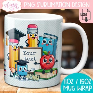 DESCARGA DIGITAL Envoltura de taza de maestro personalizable Sublimación PNG para diseño de agradecimiento al maestro Linda taza de café de 11 oz Plantilla de taza Taza escolar
