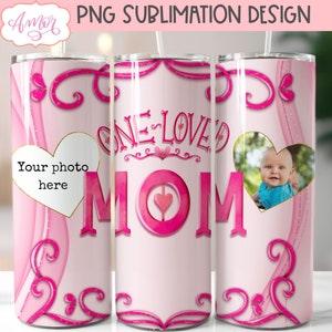 Diseño PNG de vaso de fotos de mamá personalizable para sublimación, envoltura de vaso de imagen del Día de la Madre, plantilla de marco de fotos para descarga de vaso de 20 oz