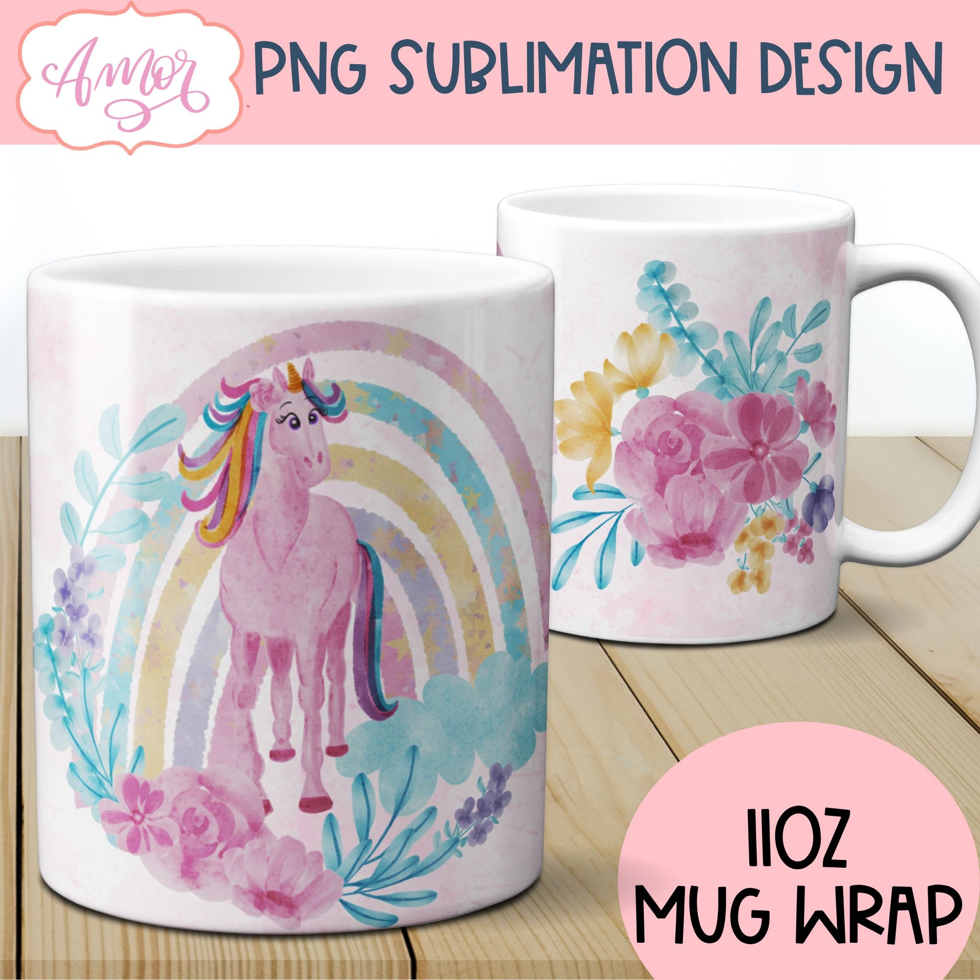 Watercolor princess mug, cup wrap sublimation design png
