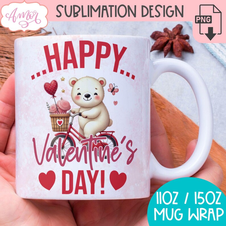DIGITAL DOWNLOAD Valentines Day Mug Wrap Sublimation BUNDLE Png Love ...