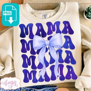DESCARGA DIGITAL Mamá PNG para diseño de sublimación Camiseta del día de la madre png coqueta lazo retro galaxia letras, mamá camisa png imagen clipart png