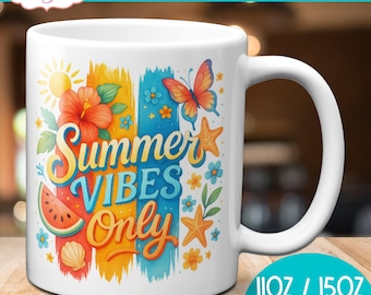 DIGITALE DOWNLOAD Summer Vibes-mokomslag, png-bestand: strandvakantieontwerp