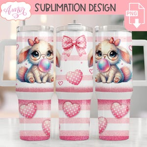 DIGITALER DOWNLOAD Niedliche Osterhase PNG Sublimation Kokette Ostern Becher wickeln Ostern Kaninchen Mädchen Ostern 40oz Becher Vorlage