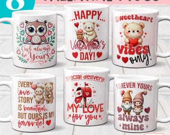 DIGITAL DOWNLOAD Valentines Day Mug wrap sublimation BUNDLE png Love 11oz 15oz coffee mug template cute boyfriend couple relationship gift