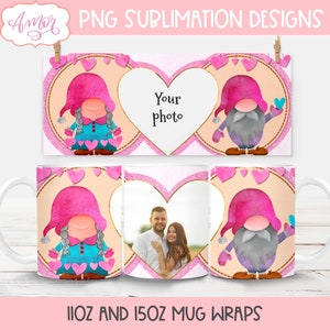 Voeg je eigen fotomoksjabloon toe voor sublimatie, aanpasbare volledige 11oz en 15oz fotomokverpakking | personaliseerbare koffiemok PNG afdrukbaar
