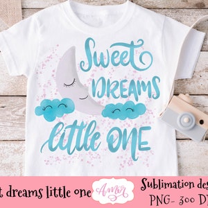 Süße Träume Sublimationsdesign, Neugeborenen Designs für Bodysuits, niedlicher schlafender Mond Clipart für Babypartygeschenk, neues Babygeschenk