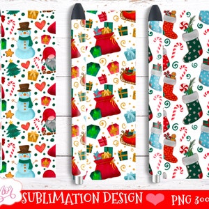 3 Christmas pen wraps PNG, christmas epoxi pen wraps, waterslides for pen, seamless glitter pen wrap digital template instant download