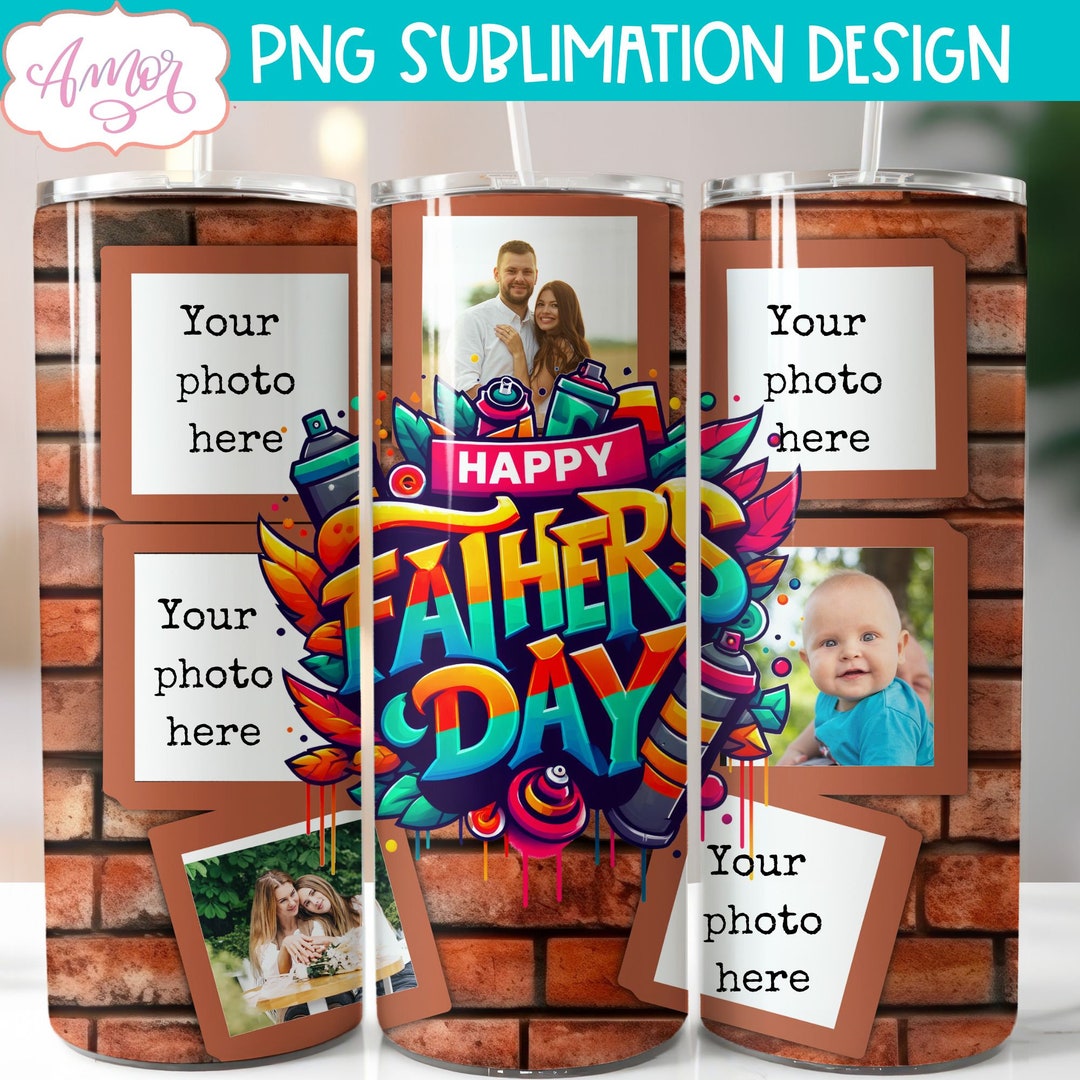 Happy Father's Day Photo Tumbler Wrap PNG for Sublimation, Dad Picture ...