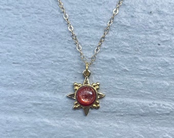 14k gold sunstone necklace