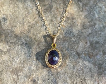14k gold black opal necklace