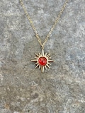 14k gold carnelian sun necklace