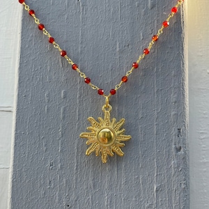 Gold Carnelian Sun Necklace