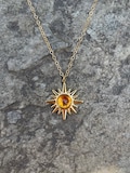 14k gold citrine sun necklace