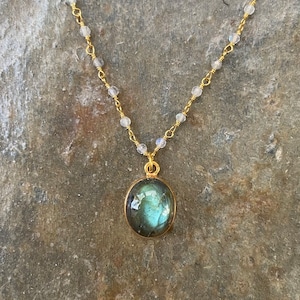 Labradorite oval necklace