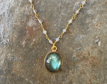 Labradorite oval necklace