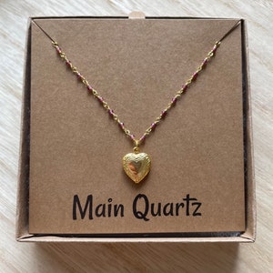 Garnet dainty gold heart necklace image 3