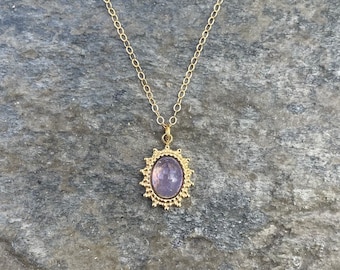 14k gold tanzanite vintage necklace