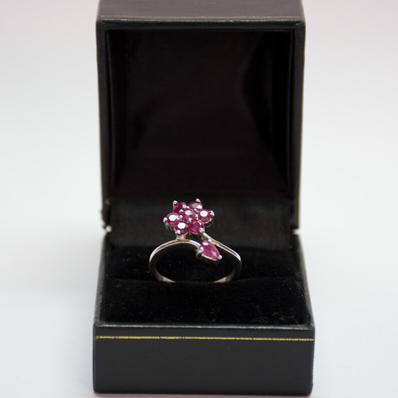 Floral Ruby Ring Silver Flower Rings July Birthstone Ring Dainty Rings Ring Silver Sterling Love Ring Sterling Silver Ruby Ring Women