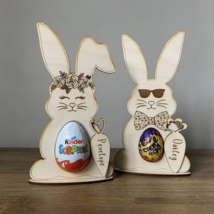 Personalised Easter Egg Stand Easter Bunny Egg Holder Kinder Egg Holder Creme Egg Holder Chocolate Egg Holder Easter Gift image 1