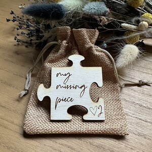 My Missing Piece | Engraved Wooden Puzzle Piece | Personalised Initials | Valentine's Day Gift | Romantic Keepsake | Gift for Her Him image 2