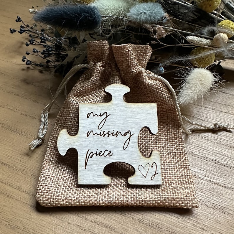 My Missing Piece | Engraved Wooden Puzzle Piece | Personalised Initials | Valentine's Day Gift | Romantic Keepsake | Gift for Her Him image 2