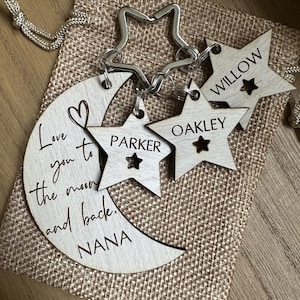 Nana Keyring | Love You To The Moon And Back Personalised Keyring | Mother&#39;s Day Gift | Gift for Nanny | Gift for Nana | Nanny Keyring