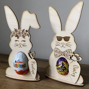 Personalised Easter Egg Stand Easter Bunny Egg Holder Kinder Egg Holder Creme Egg Holder Chocolate Egg Holder Easter Gift image 2