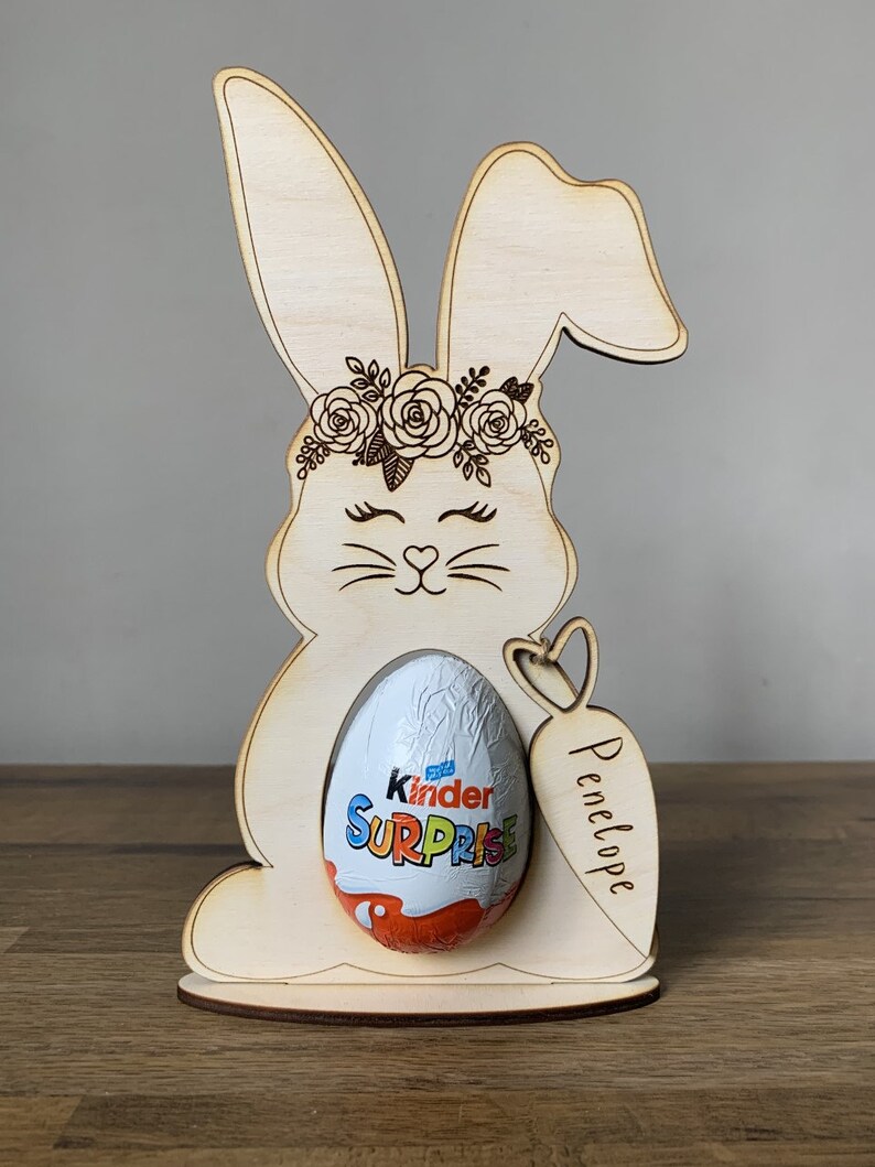 Personalised Easter Egg Stand Easter Bunny Egg Holder Kinder Egg Holder Creme Egg Holder Chocolate Egg Holder Easter Gift image 3