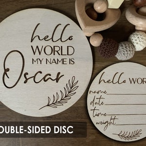 Neutral Hello World Baby Name Plaque | Hello World My Name Is | Baby Announcement | Baby Arrival Sign | Baby Name Sign Plaque | Keepsake
