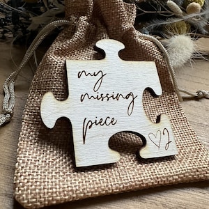 My Missing Piece | Engraved Wooden Puzzle Piece | Personalised Initials | Valentine&#39;s Day Gift | Romantic Keepsake | Gift for Her Him