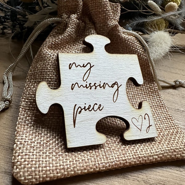 My Missing Piece | Engraved Wooden Puzzle Piece | Personalised Initials | Valentine's Day Gift | Romantic Keepsake | Gift for Her Him