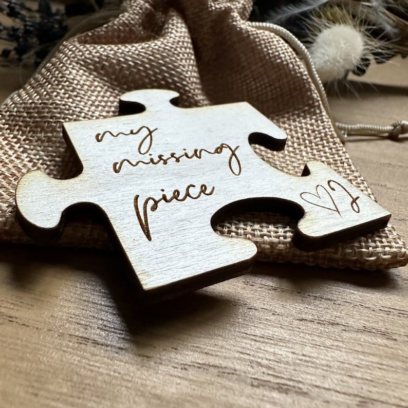 My Missing Piece | Engraved Wooden Puzzle Piece | Personalised Initials | Valentine's Day Gift | Romantic Keepsake | Gift for Her Him image 4
