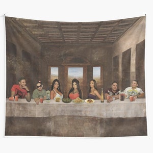 The Last Family Dinner Wall Tapestry,  Jersey Shore Tapestries, Musical Backdrop, Snooki Mood Flag, Meme Wall Hanging