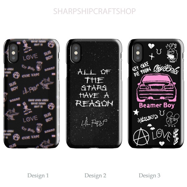 Lil Peep Design iPhone Case 8 Plus X Xr XsMax 11 Max Pro Max, Beamer Boy Samsung Galaxy Case, Tattoos