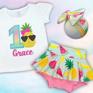 Pineapple sunglasses shirt with Personalize birthday outfit/ Frutti Two-tti themed birthday / Summer Vibes party