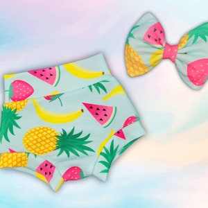 Summer Fun Fruit Bummie and matching bow set / Frist Birthday Smash cake outfit / Two-tti Frutti theme outfit