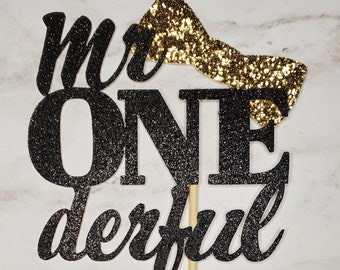 Mr.ONEderful Cake Topper, 1st Birthday Cake Topper, 1 year old Birthday Cake Topper, First Birthday Cake Topper, Cake Topper, Baby Birthday