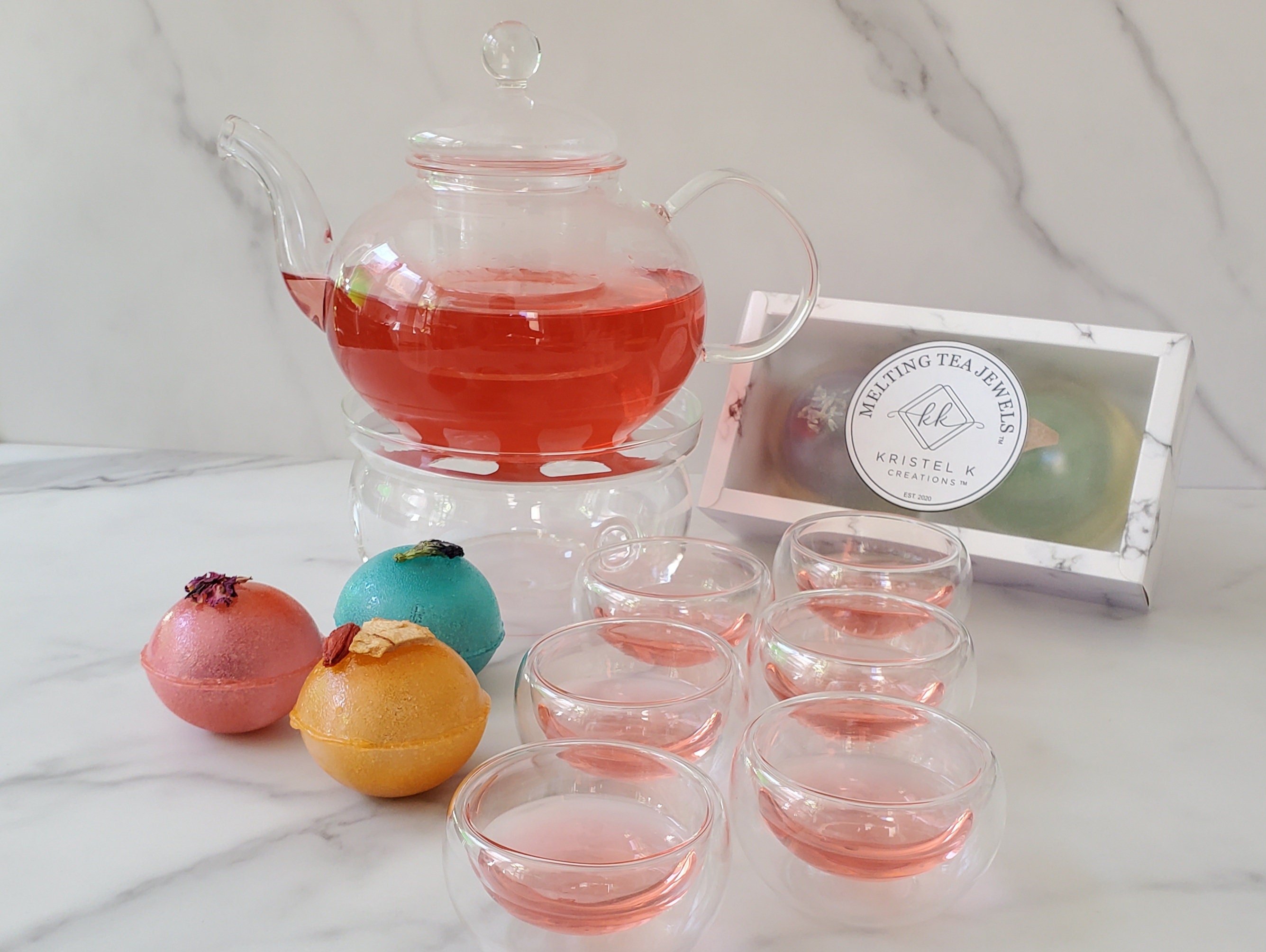 Melting Tea Jewels Tea Pot Gift Set Tea Bombs Tea Jewels & Etsy