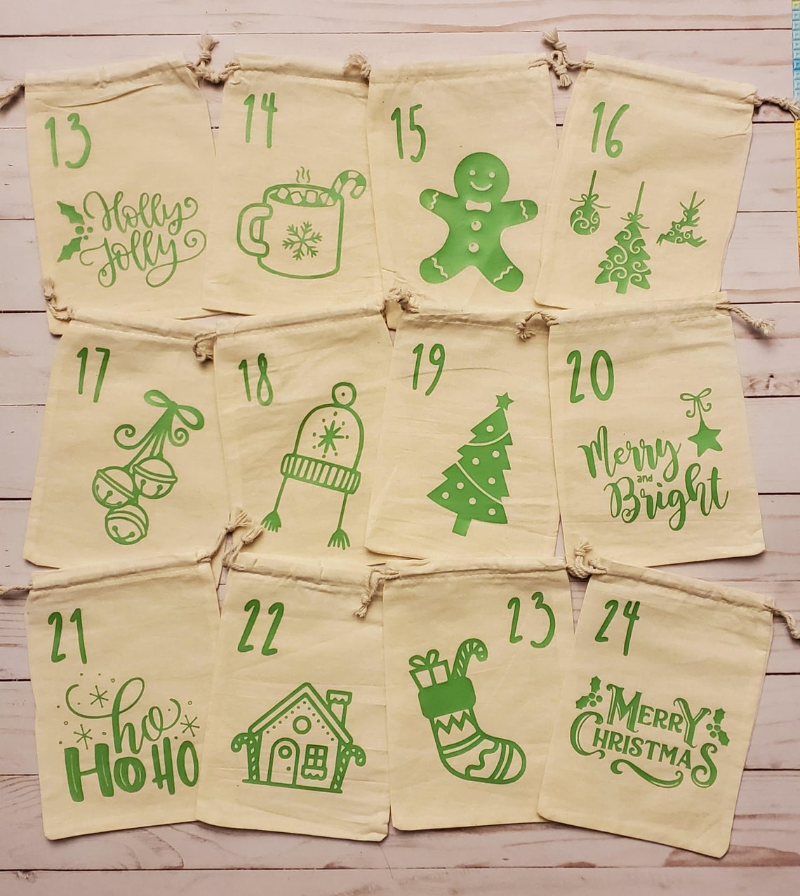 Advent Calendar Gift Bags Christmas Pouch Advent Bags Etsy
