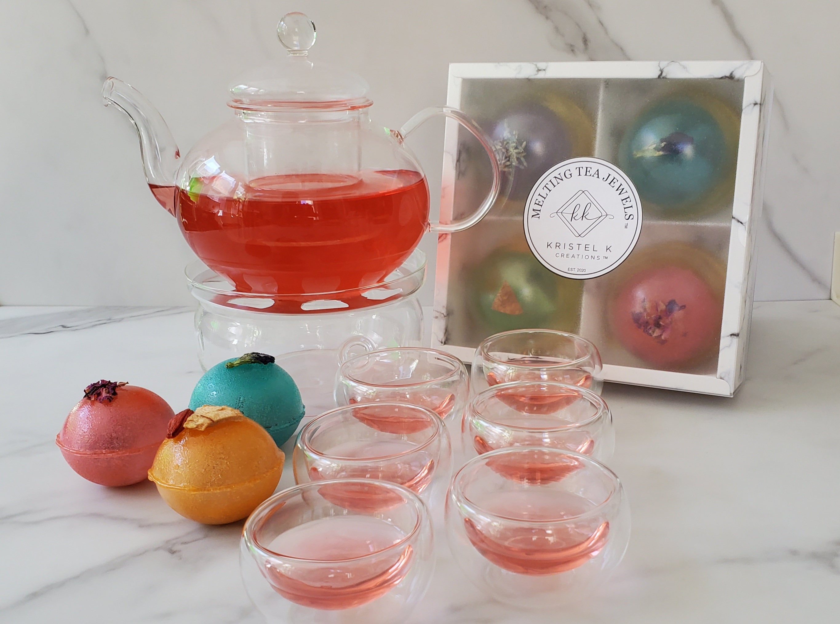 Melting Tea Jewels Tea Pot Gift Set Tea Bombs Tea Jewels & Etsy