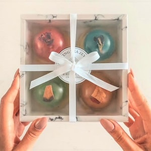 4 Pack Melting Tea Jewels, Tea Bombs, Tea Jewels & Teacup/Teaspoon Gift Set, Tea Lover Gift, Tea Gifts, Glass Teacup Set