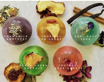 Melting Tea Jewels, Tea Bombs, Tea Lover Gift Set, Tea Gifts, Glass Teacup Gift Set