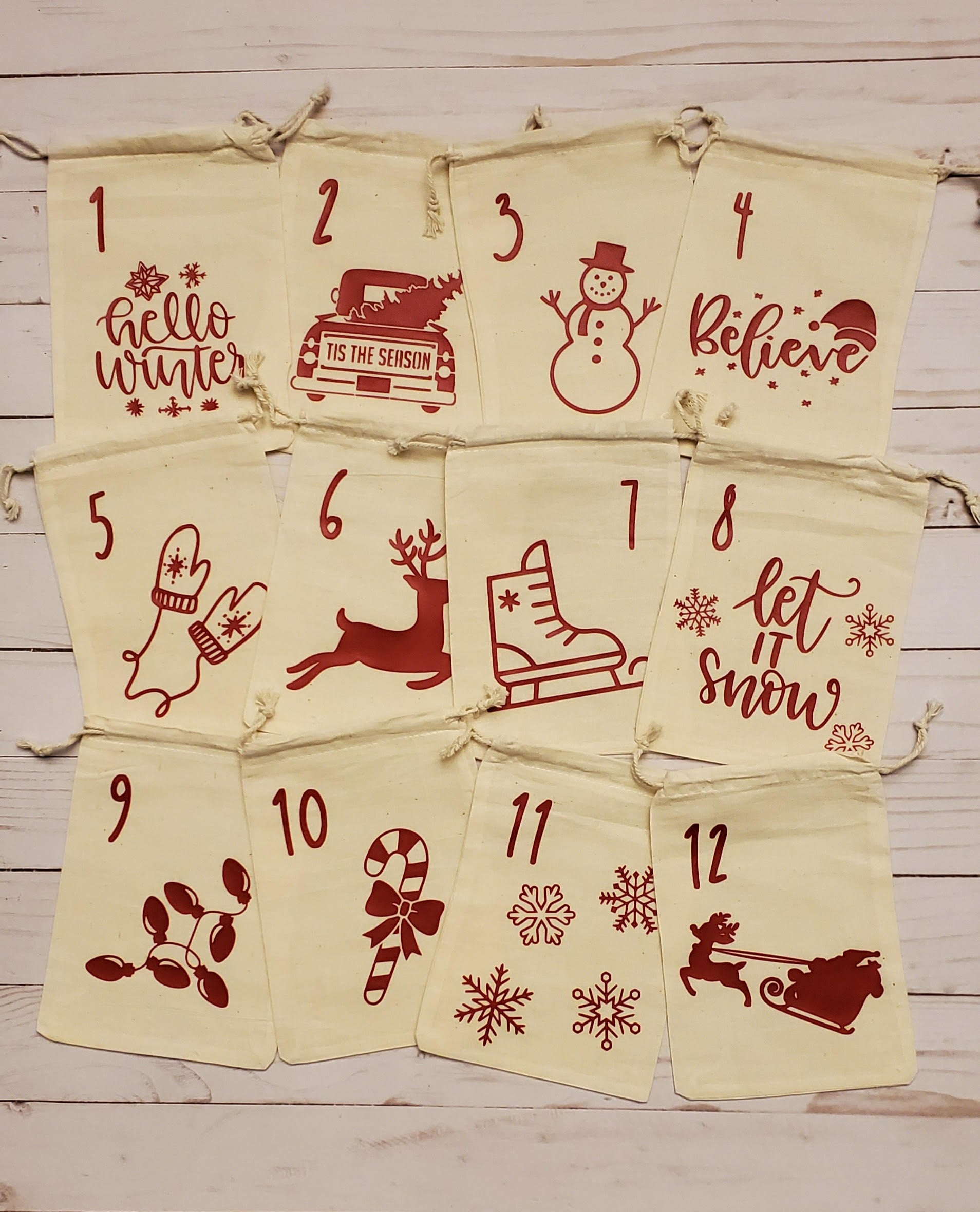 Advent Calendar Gift Bags Christmas Pouch Advent Bags Etsy