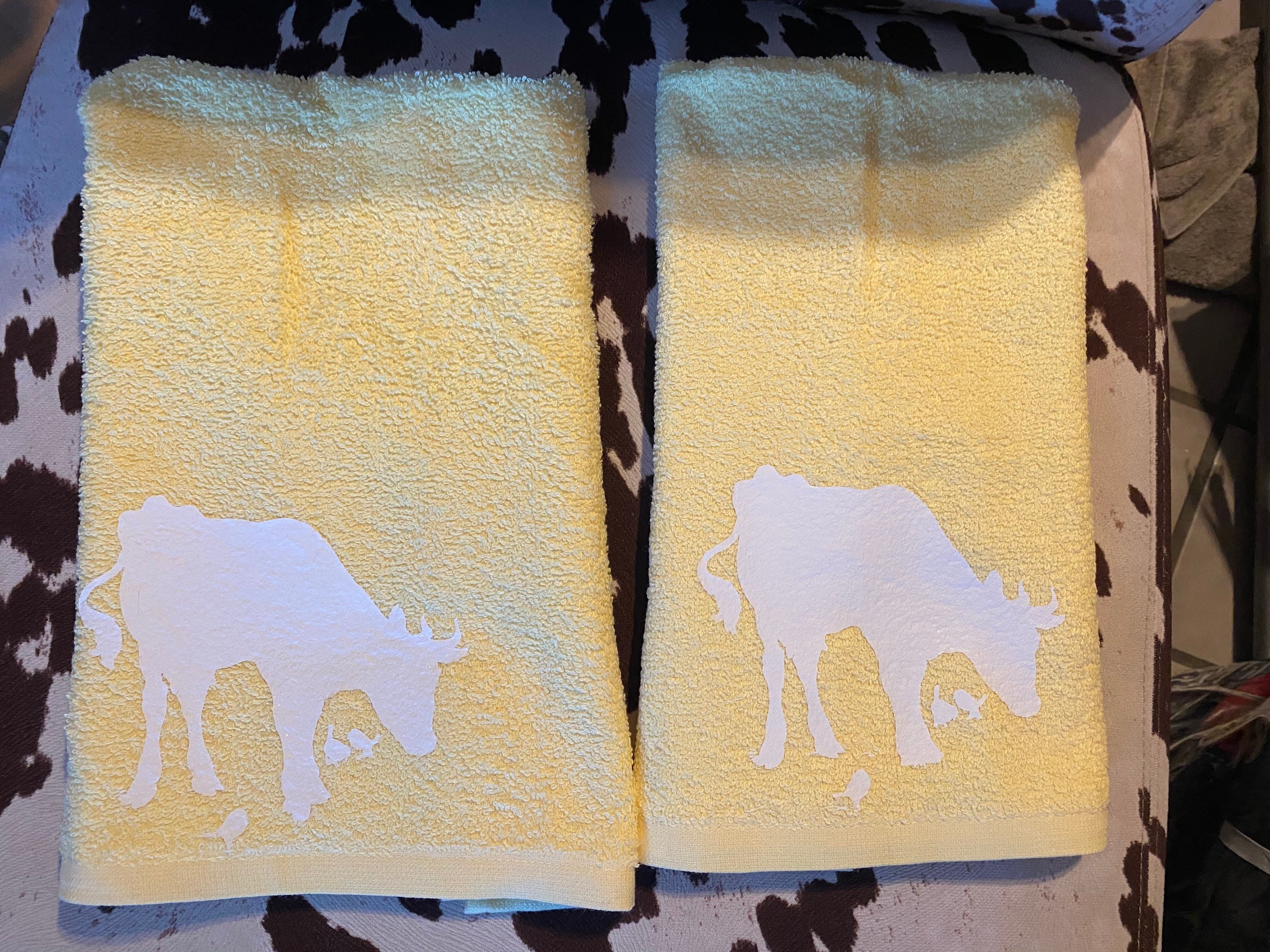 Cow kitchen hand towels set of 2 spa hand towels bathroom Etsy