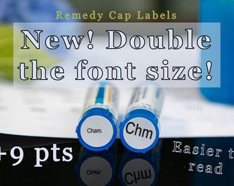 Large Font Remedy Labels for Storage | Homeopathy, Boiron, Ollois Cap Labels