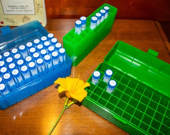 Homeopathy Tube Storage Box - Blue Floral - 50-Tube Organizer